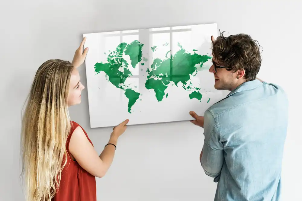 Tablica do rysowania magnetyczna zielona mapa świata