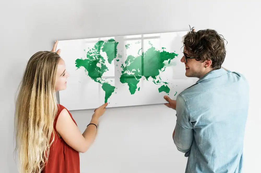 Tablica do rysowania magnetyczna zielona mapa świata