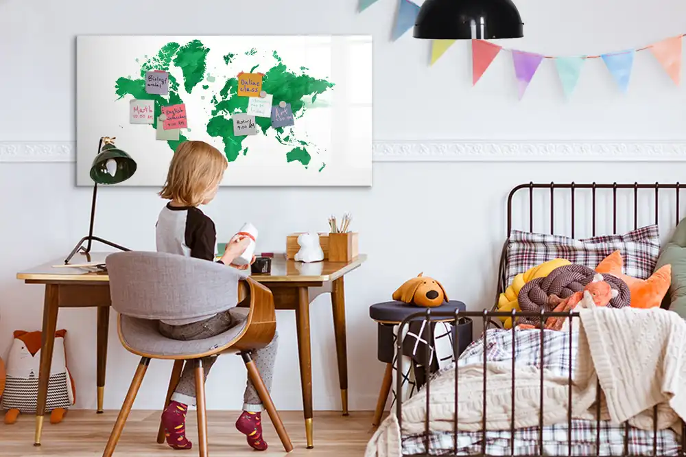 Tablica do rysowania magnetyczna zielona mapa świata