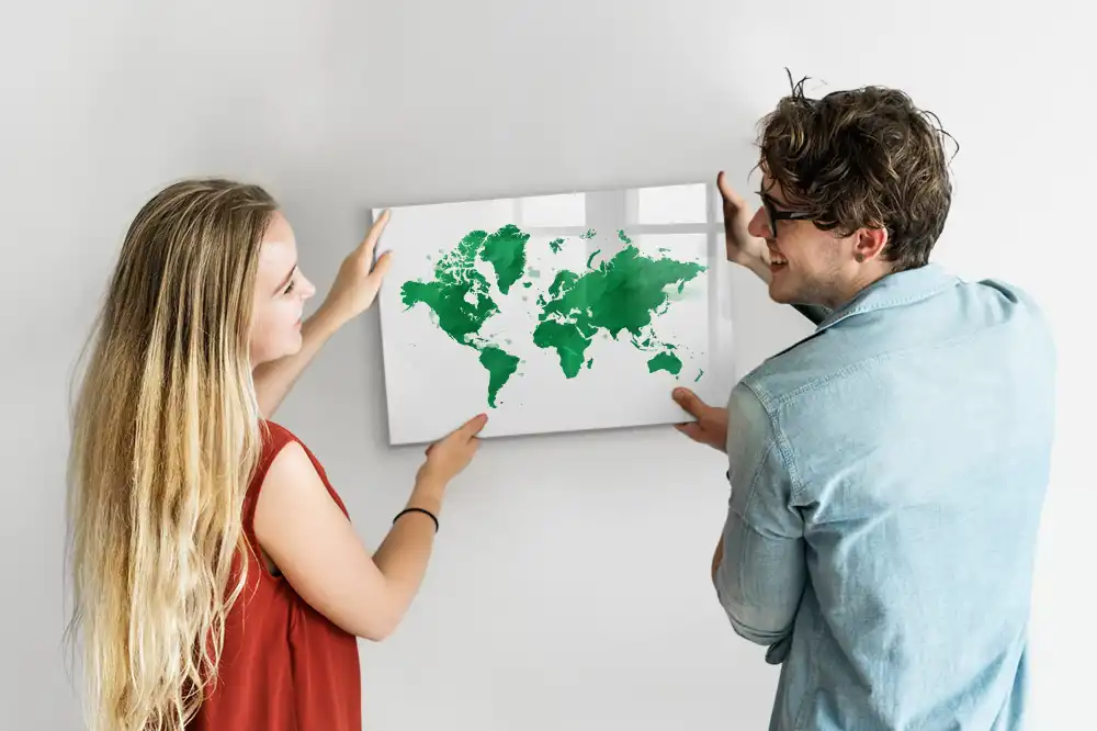 Tablica do rysowania magnetyczna zielona mapa świata