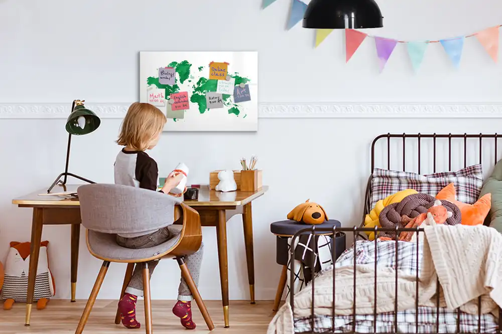 Tablica do rysowania magnetyczna zielona mapa świata