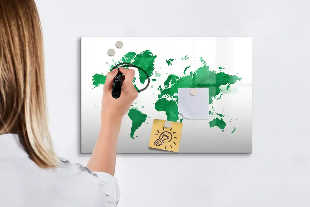 Tablica do rysowania magnetyczna zielona mapa świata