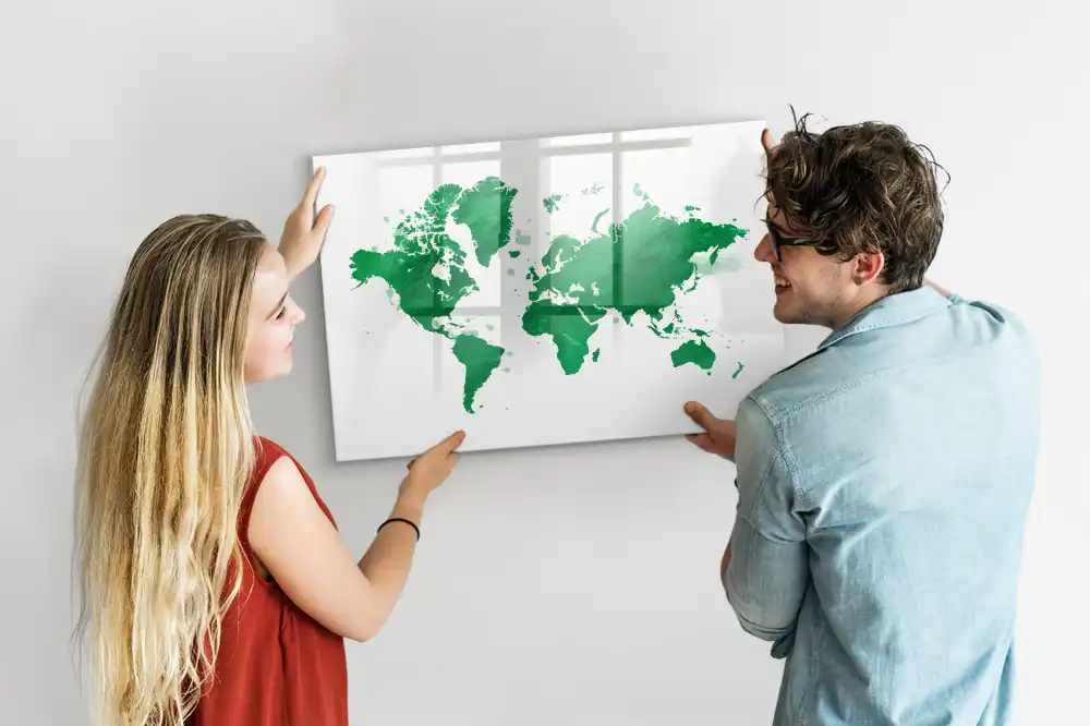 Tablica do rysowania magnetyczna zielona mapa świata