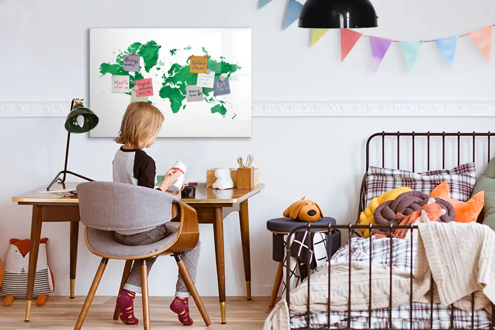 Tablica do rysowania magnetyczna zielona mapa świata