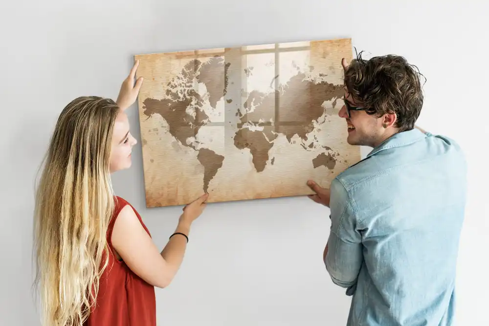Tablica do rysowania magnetyczna ilustrowana mapa świata