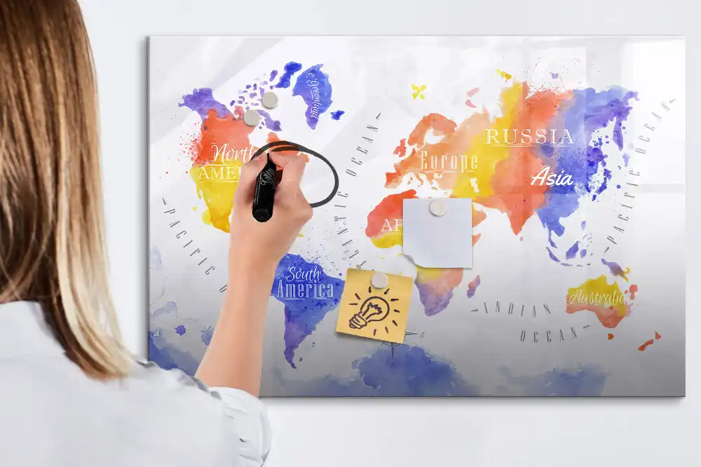 Tablica magnetyczna z pisakiem artystyczna mapa świata