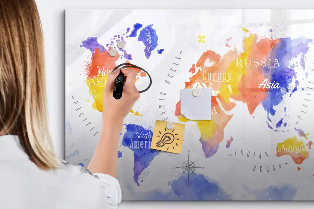 Tablica magnetyczna z pisakiem artystyczna mapa świata