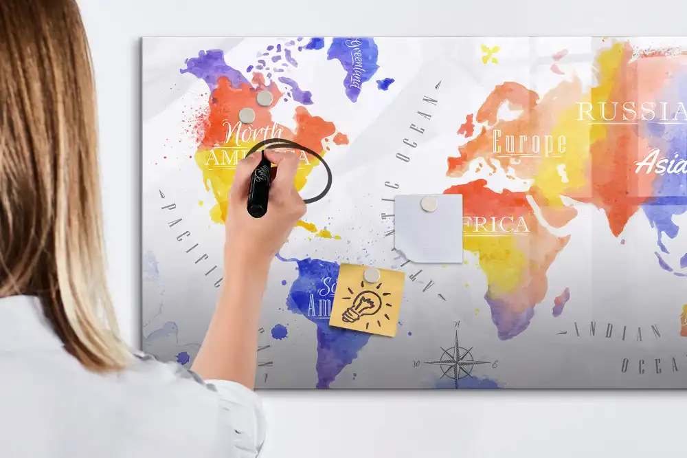 Tablica magnetyczna z pisakiem artystyczna mapa świata