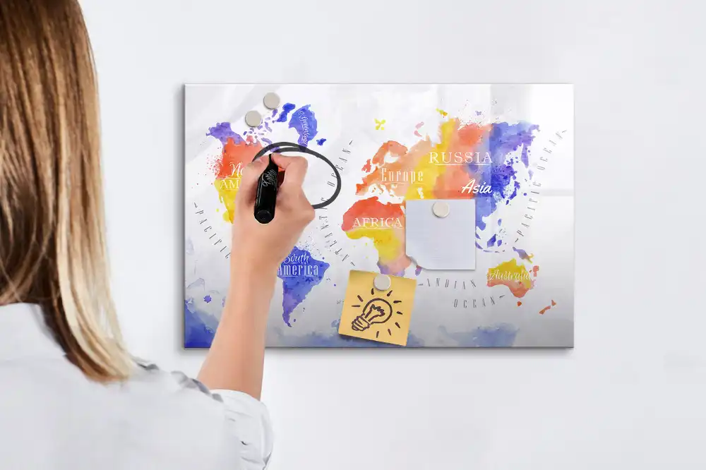 Tablica magnetyczna z pisakiem artystyczna mapa świata