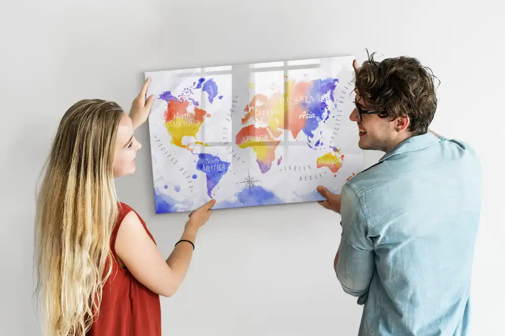 Tablica magnetyczna z pisakiem artystyczna mapa świata