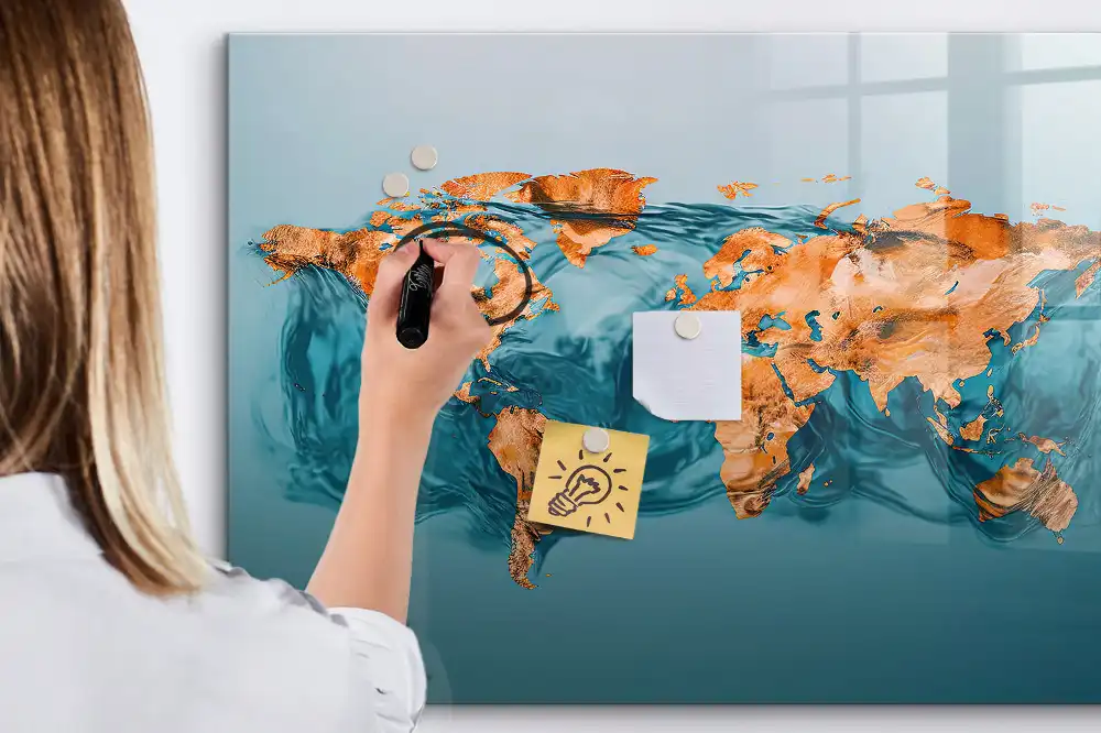 Tablica magnetyczna z pisakiem artystyczna mapa kontynentów