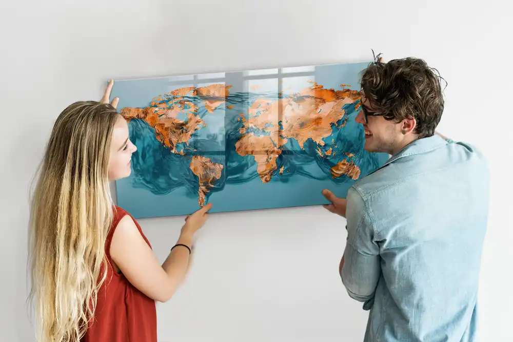 Tablica magnetyczna z pisakiem artystyczna mapa kontynentów