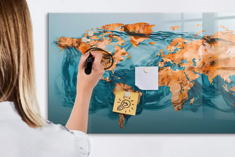 Tablica magnetyczna z pisakiem artystyczna mapa kontynentów