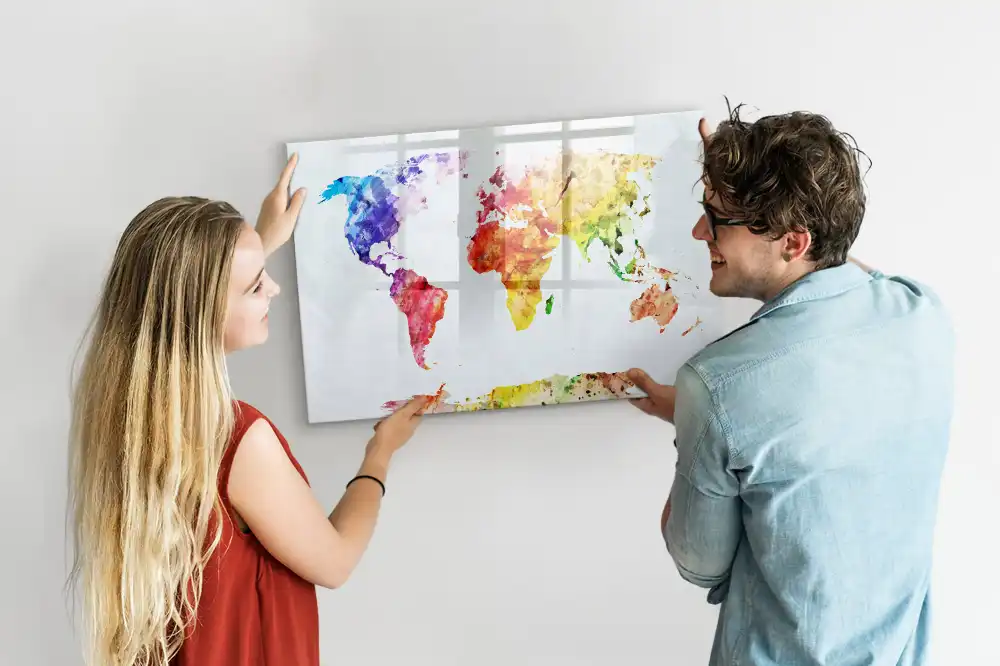 Tablica magnetyczna do pisania malowana mapa świata