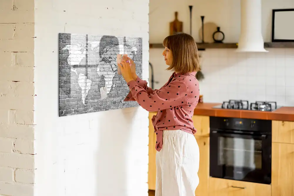Tablica suchościeralna magnetyczna mapa świata na cegłach
