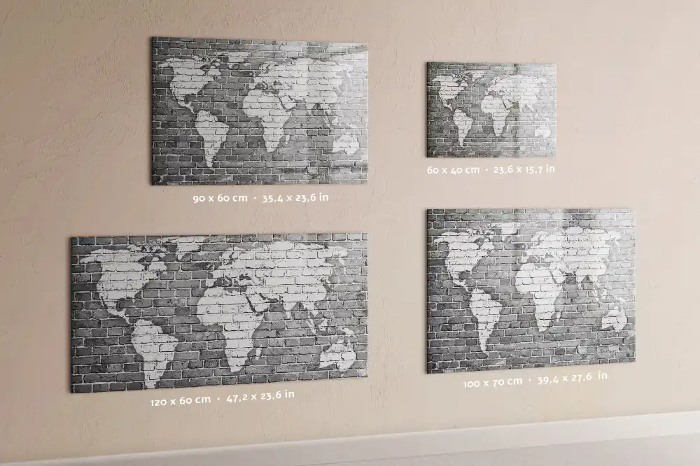 Tablica suchościeralna magnetyczna mapa świata na cegłach