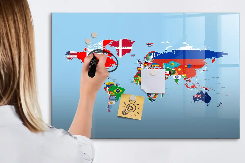 Tablica suchościeralna magnetyczna zestawienie flag państwowych