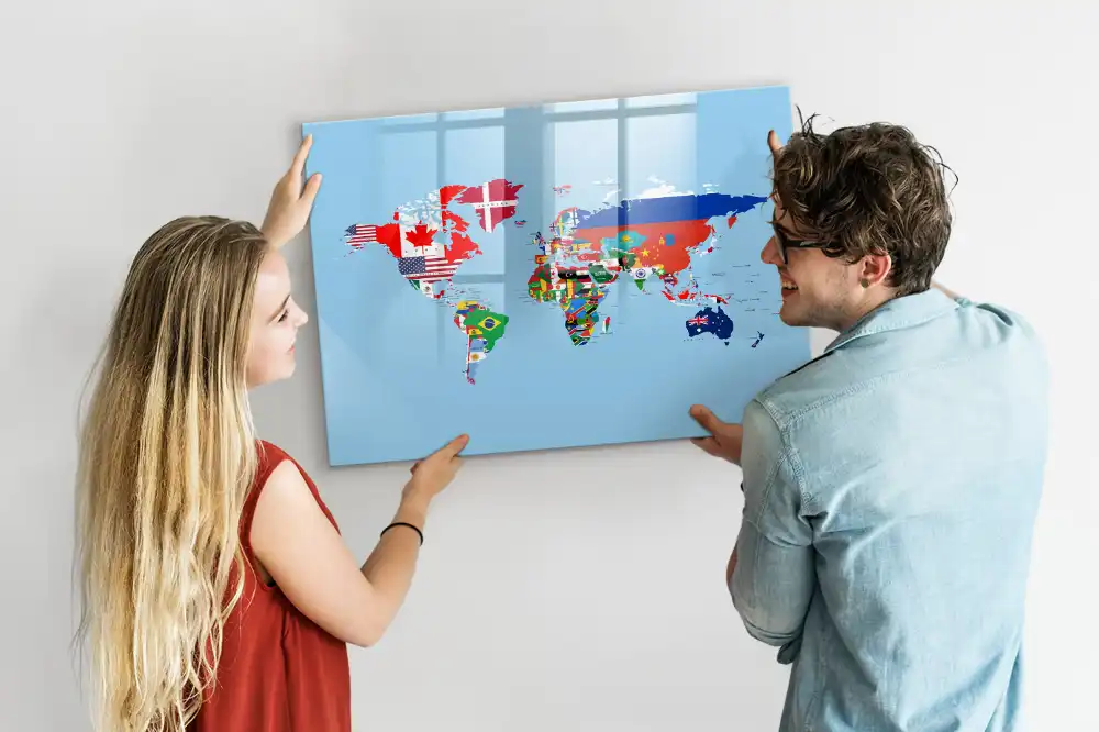 Tablica suchościeralna magnetyczna zestawienie flag państwowych