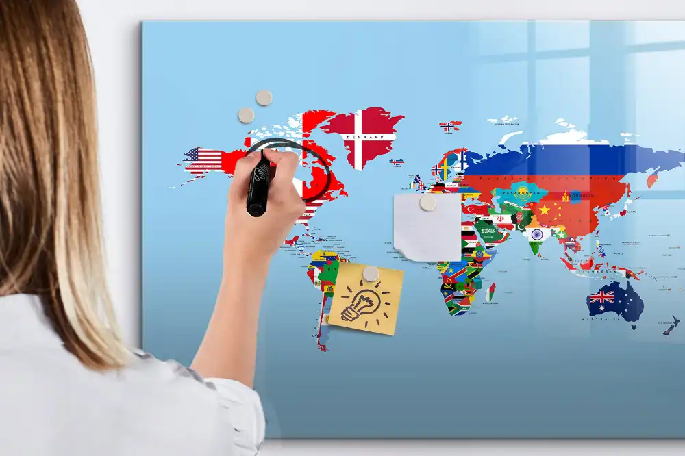 Tablica suchościeralna magnetyczna zestawienie flag państwowych