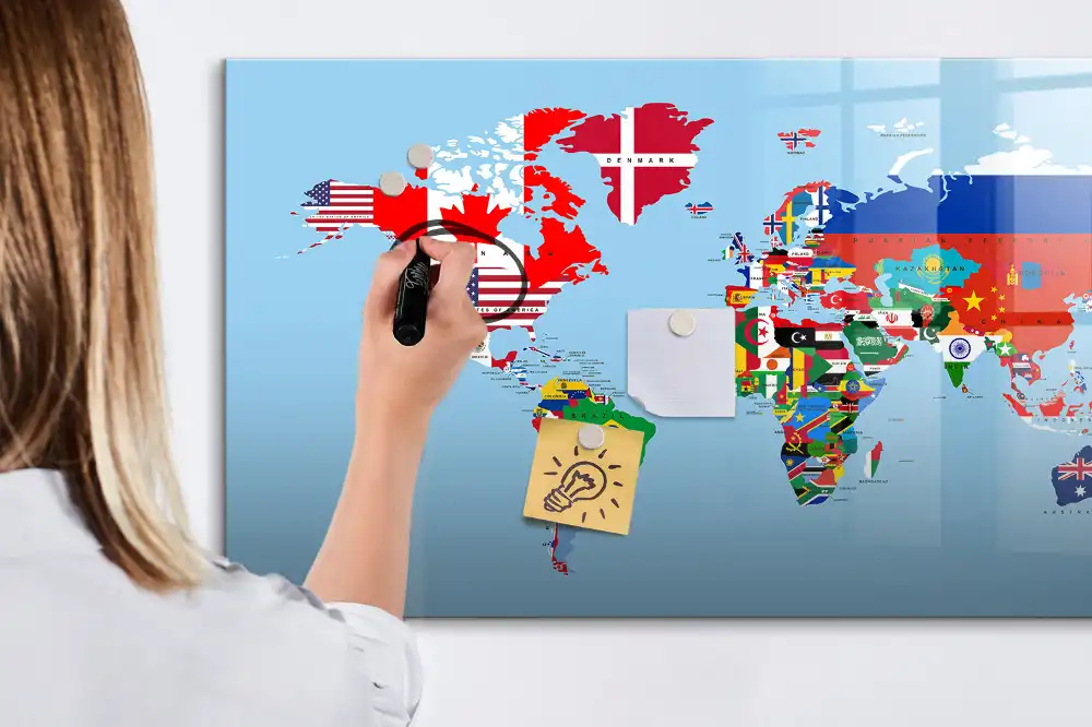 Tablica suchościeralna magnetyczna zestawienie flag państwowych