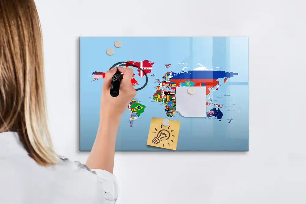 Tablica suchościeralna magnetyczna zestawienie flag państwowych