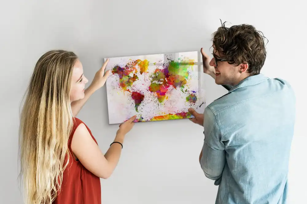 Tablica magnetyczna z pisakiem akwarelowa mapa kontynentów