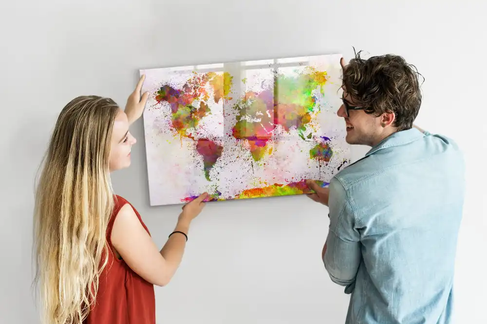 Tablica magnetyczna z pisakiem akwarelowa mapa kontynentów