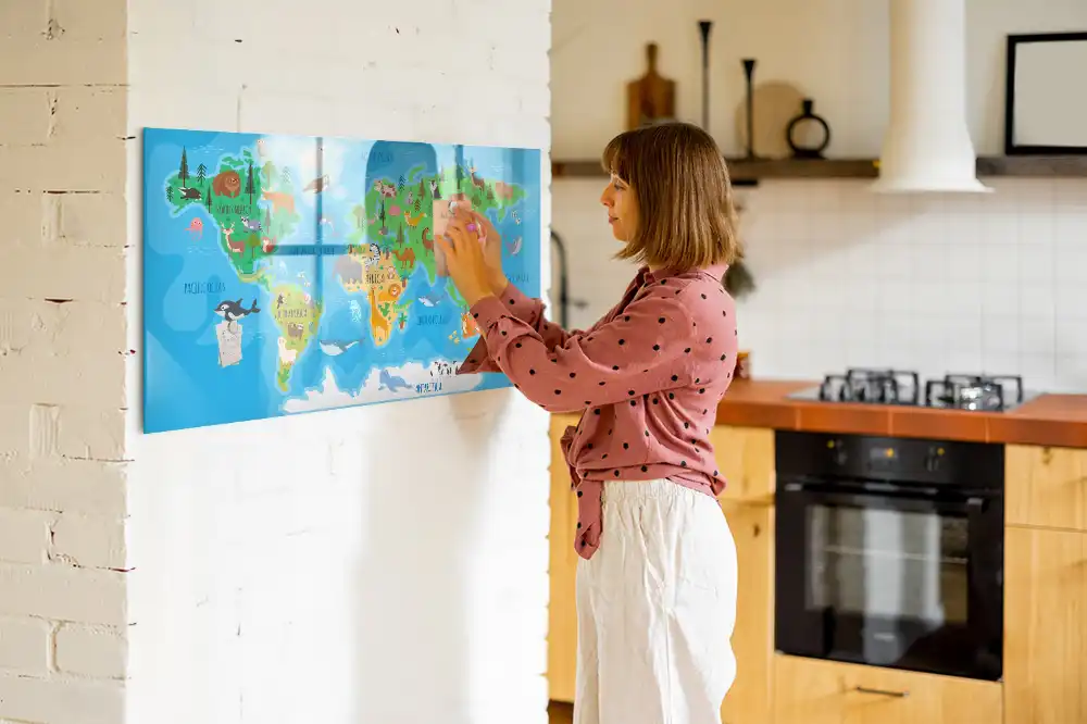 Tablica suchościeralna magnetyczna kreskówkowa mapa państw
