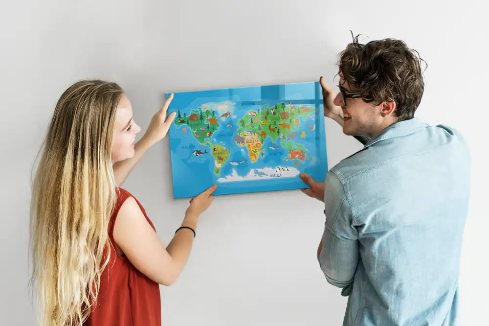 Tablica suchościeralna magnetyczna kreskówkowa mapa państw
