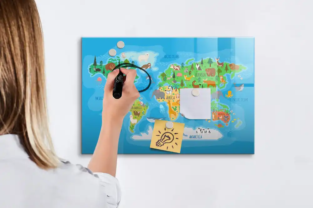 Tablica suchościeralna magnetyczna kreskówkowa mapa państw
