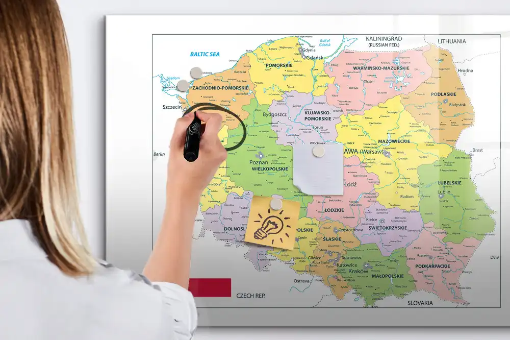 Tablica magnetyczna z pisakiem kontury granic polski