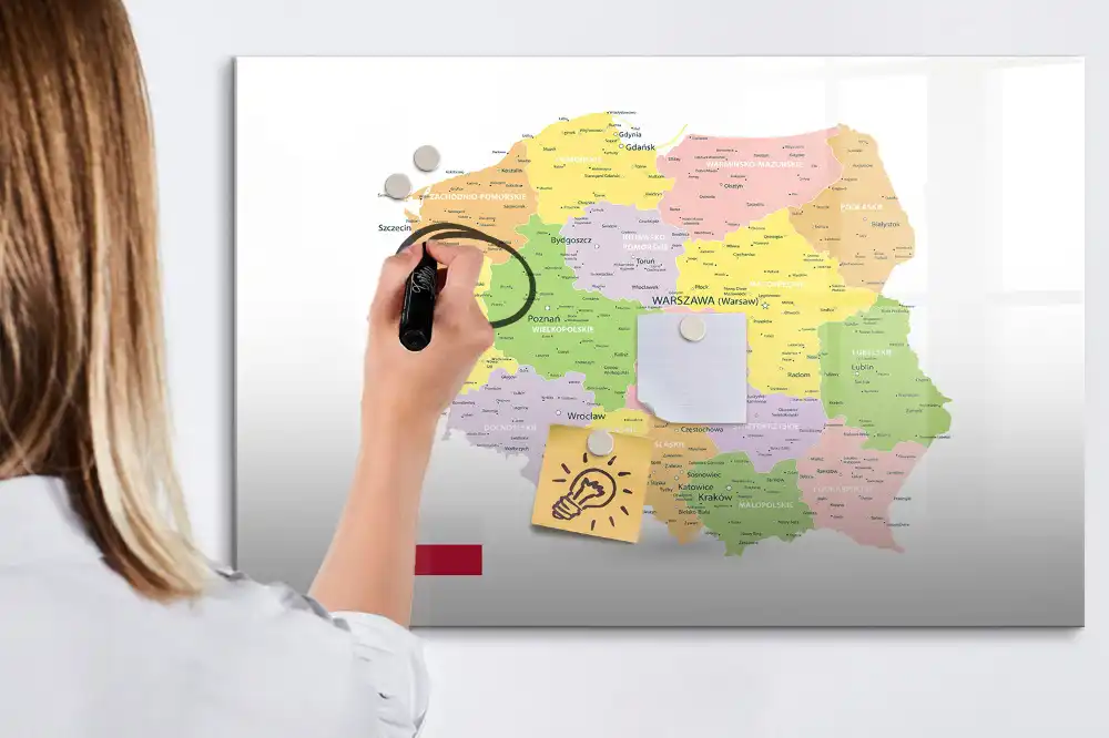 Tablica do rysowania magnetyczna geograficzna mapa polski