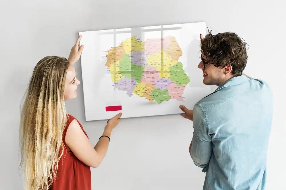 Tablica do rysowania magnetyczna geograficzna mapa polski