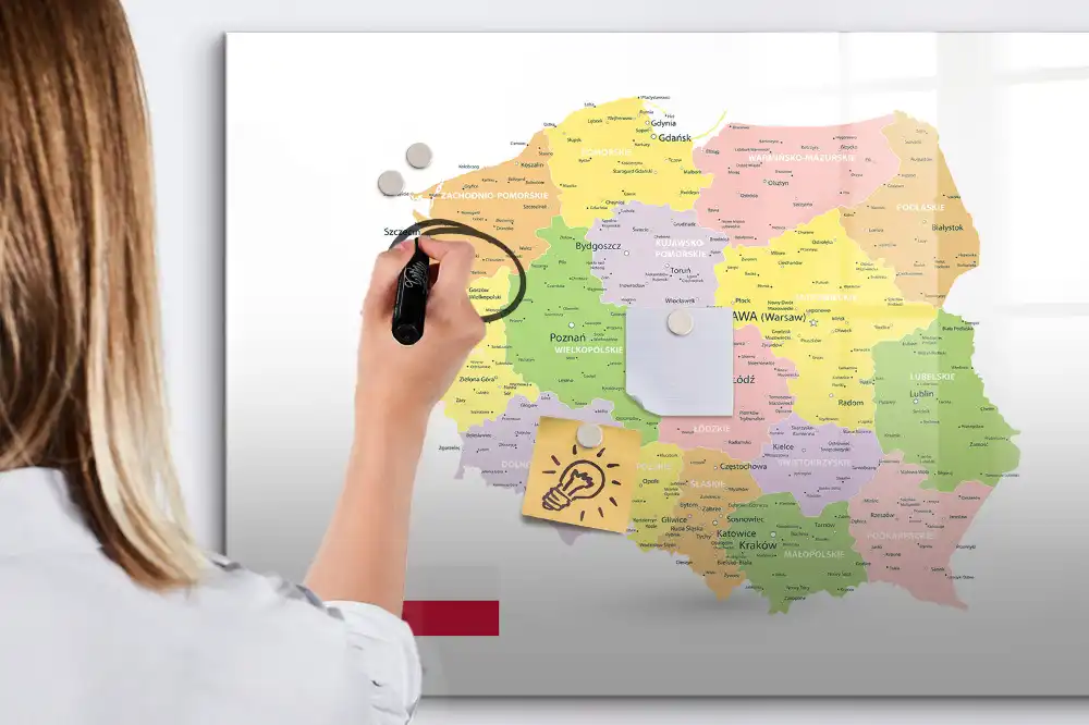 Tablica do rysowania magnetyczna geograficzna mapa polski