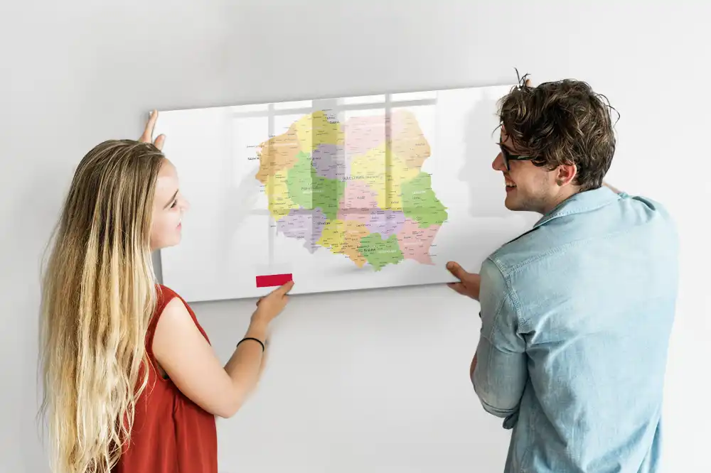 Tablica do rysowania magnetyczna geograficzna mapa polski
