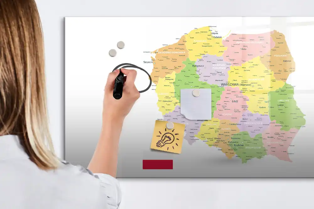 Tablica do rysowania magnetyczna geograficzna mapa polski