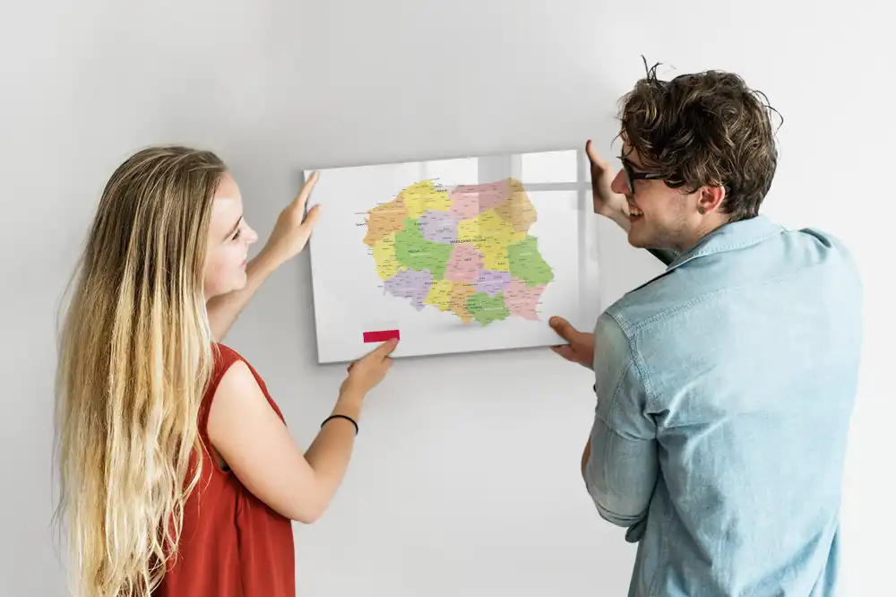 Tablica do rysowania magnetyczna geograficzna mapa polski