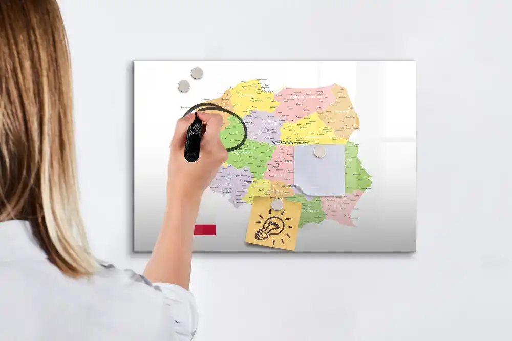 Tablica do rysowania magnetyczna geograficzna mapa polski