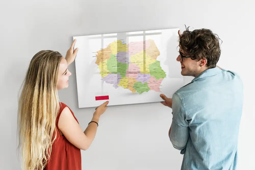 Tablica do rysowania magnetyczna geograficzna mapa polski