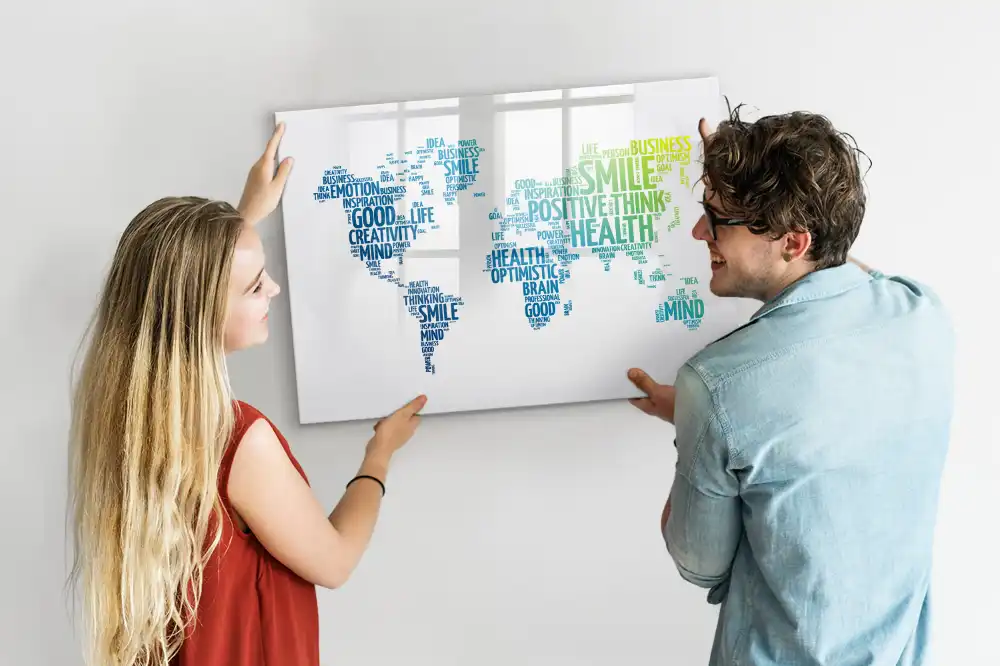 Tablica magnetyczna z pisakiem mapa pełna miłych słów