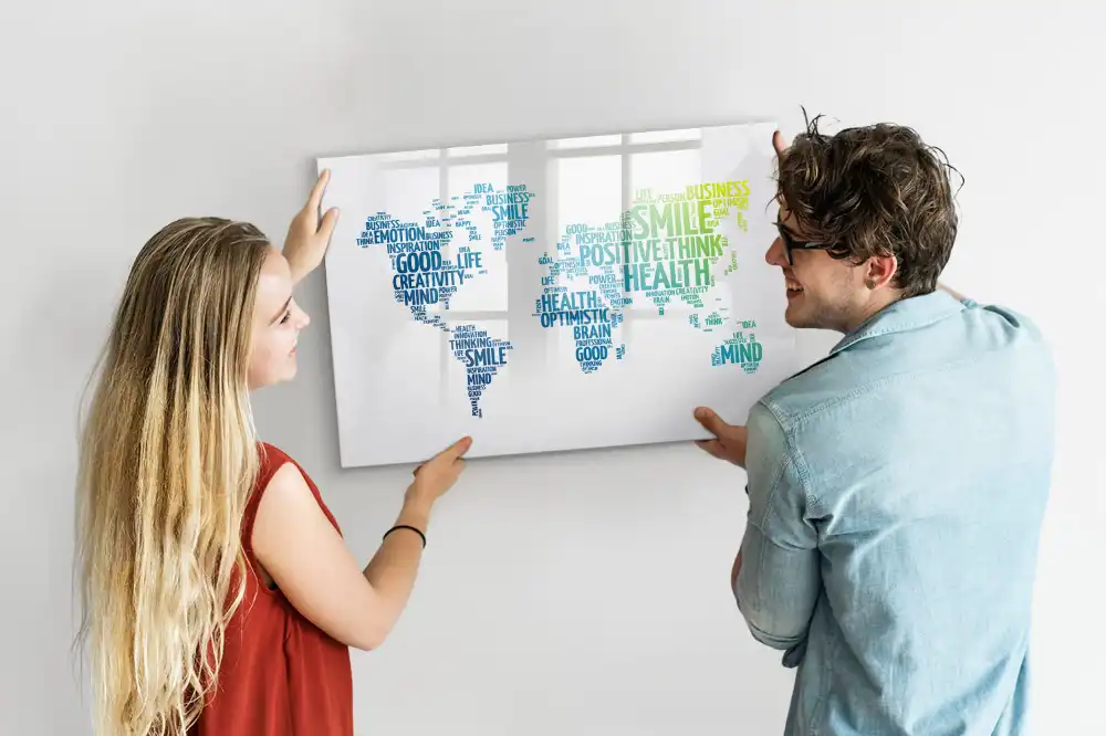 Tablica magnetyczna z pisakiem mapa pełna miłych słów