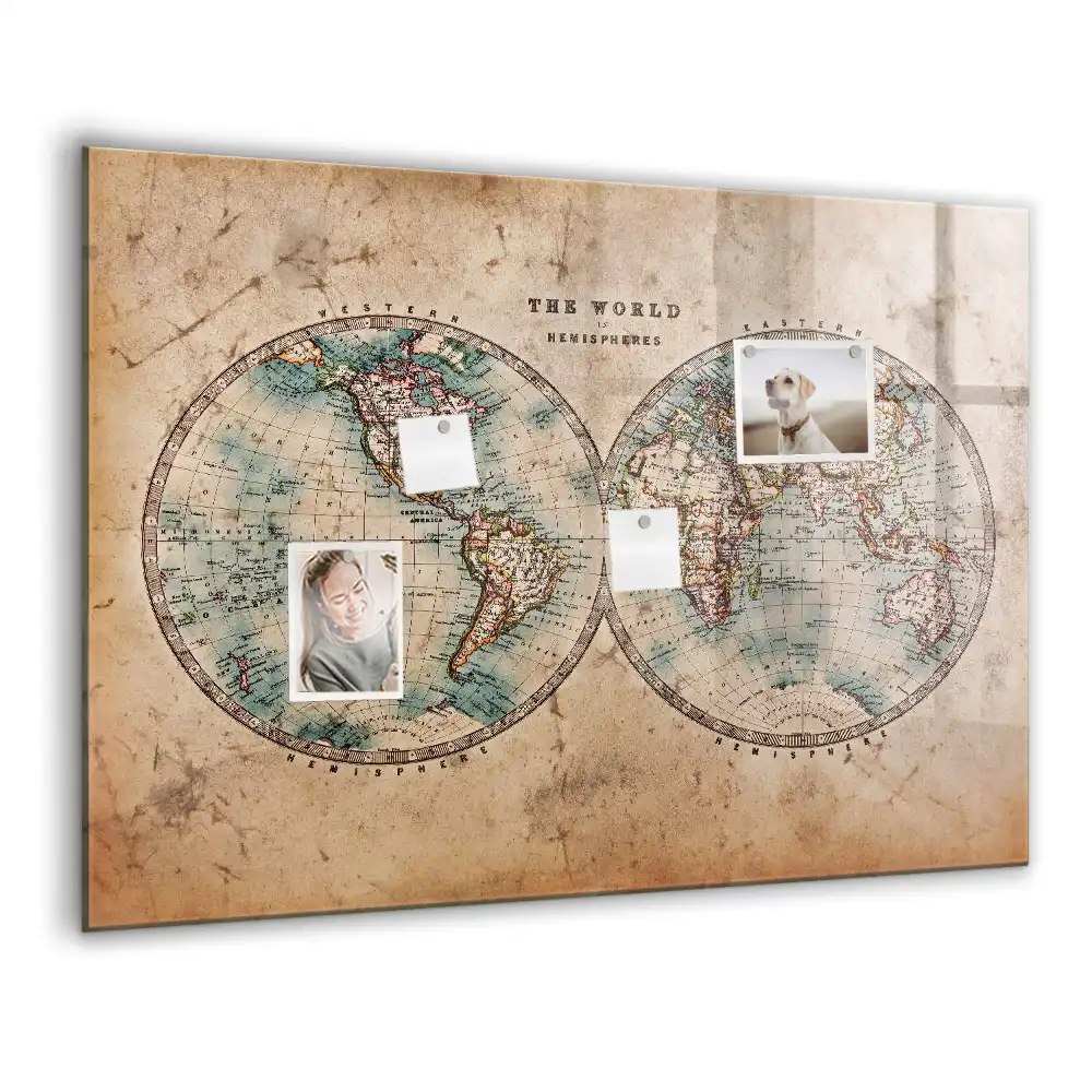 Tablica magnetyczna do pisania stara mapa świata w tle