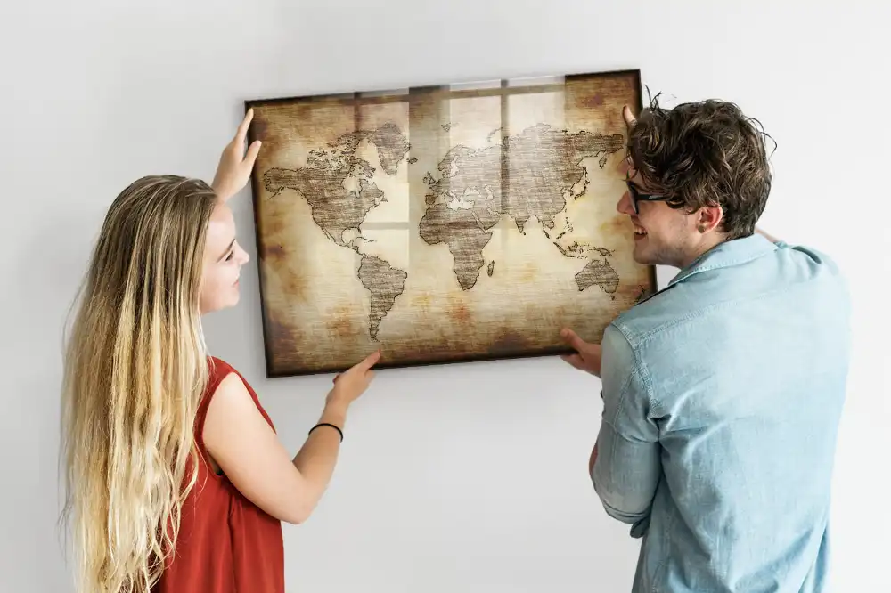 Tablica magnetyczna do pisania stara mapa świata w tle