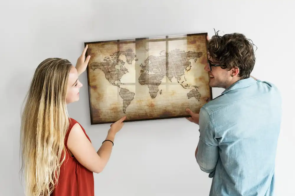 Tablica magnetyczna do pisania stara mapa świata w tle