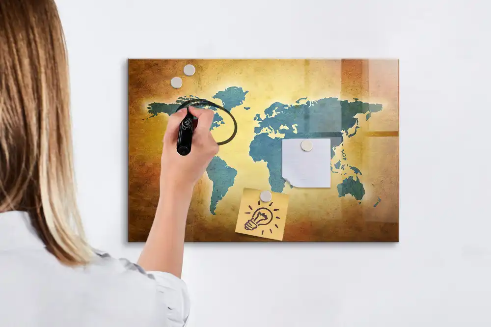 Tablica magnetyczna do pisania klasyczna mapa świata