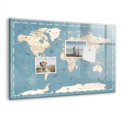 Tablica magnetyczna z pisakiem retro mapa świata vintage
