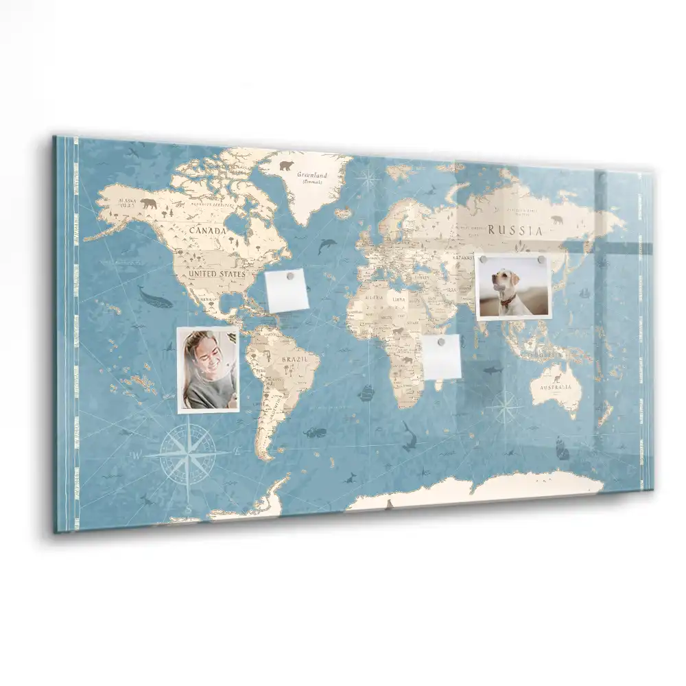 Tablica magnetyczna z pisakiem retro mapa świata vintage