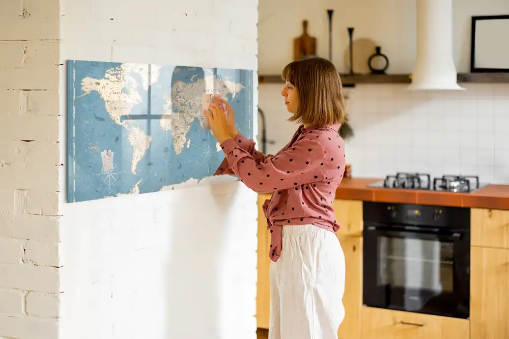 Tablica magnetyczna z pisakiem retro mapa świata vintage