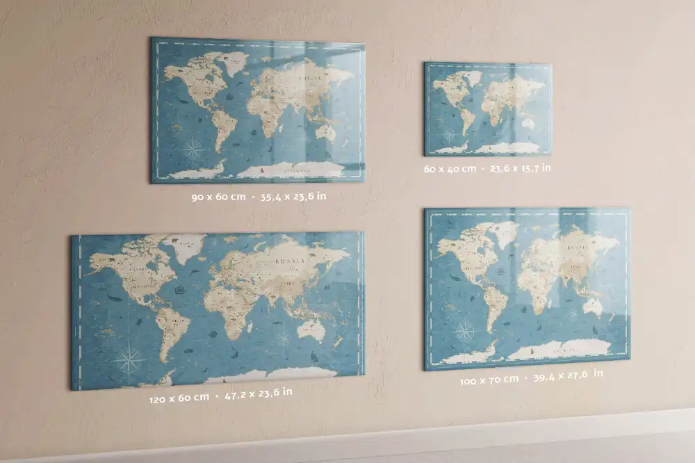 Tablica magnetyczna z pisakiem retro mapa świata vintage