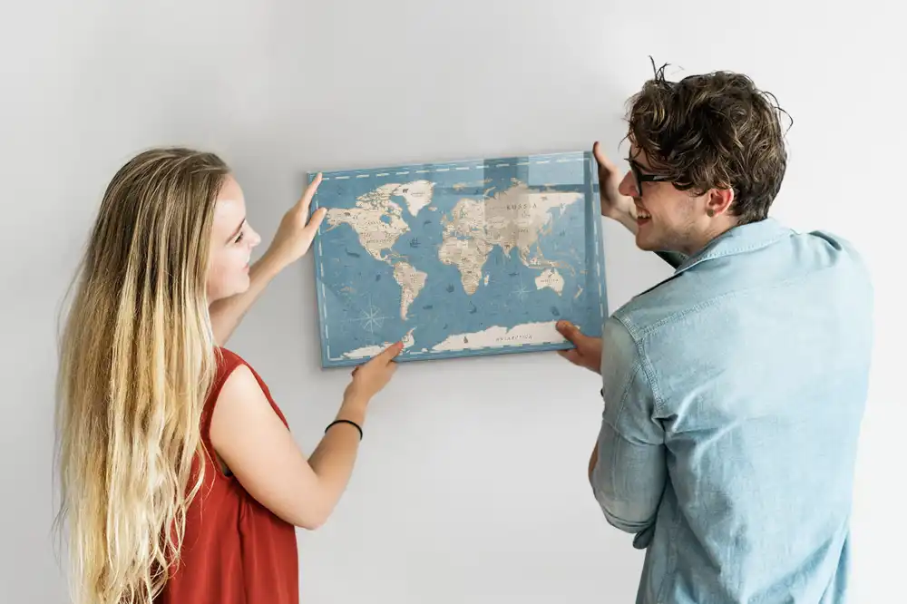 Tablica magnetyczna z pisakiem retro mapa świata vintage